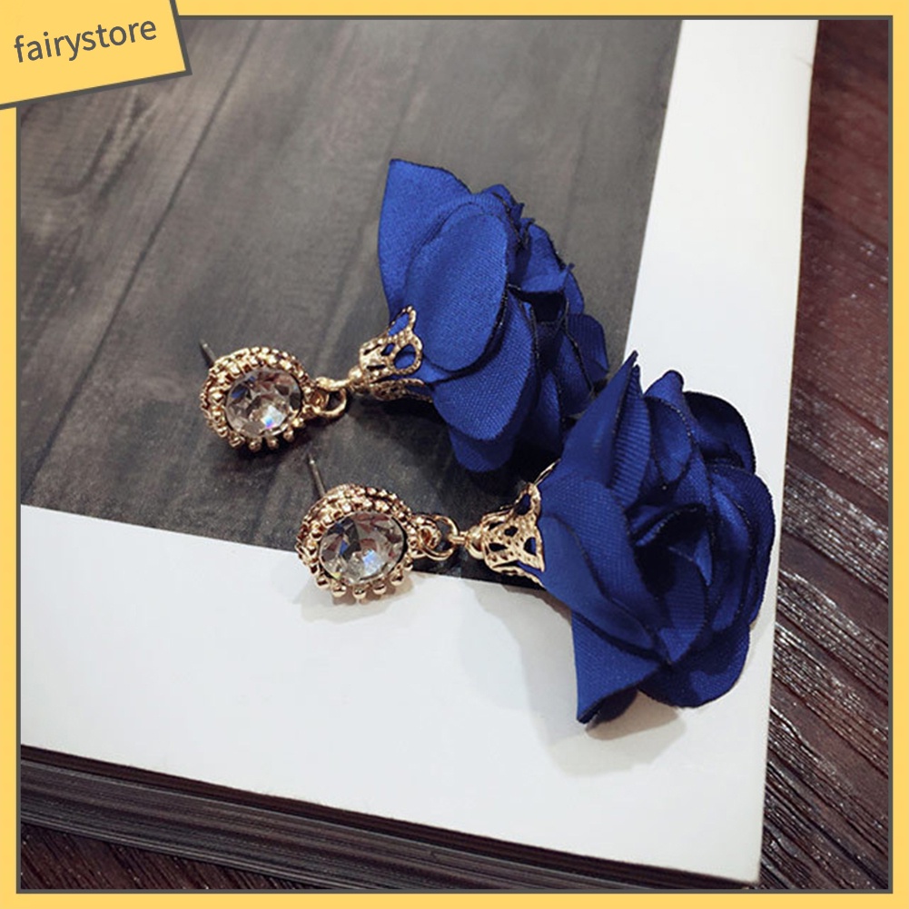 Bông Tai Hình Hoa Đính Đá Thời Trang Cho Nữ