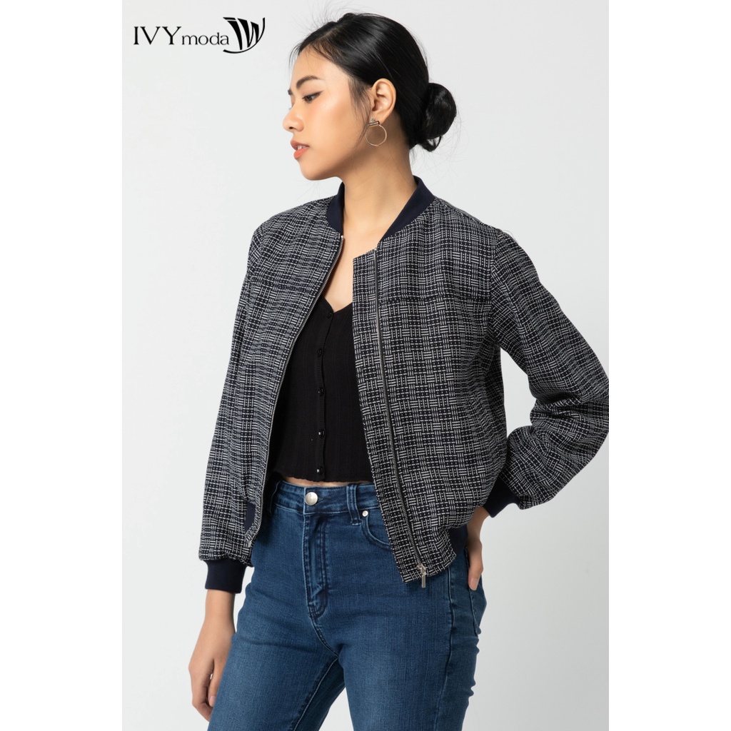 Áo bomber nữ vải Tweed IVY moda MS 70T0071