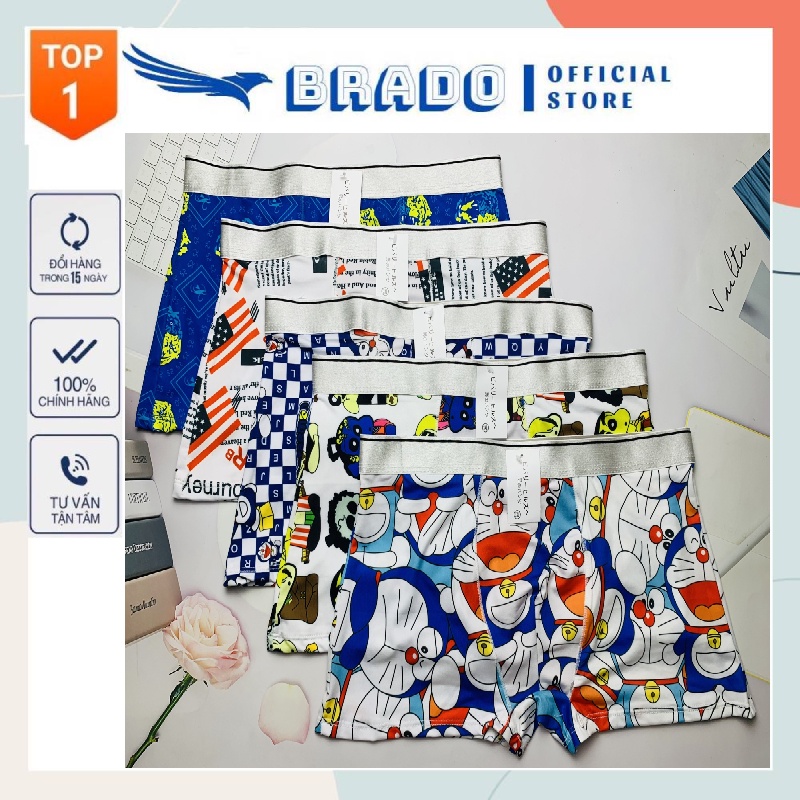 [ 𝐂𝐎𝐌𝐁𝐎 𝟓 ]  Quần sịp, quần lót nam in hình hoạt hình như ảnh, chất vải thun lạnh, siêu thoáng mát co giãn mềm mại