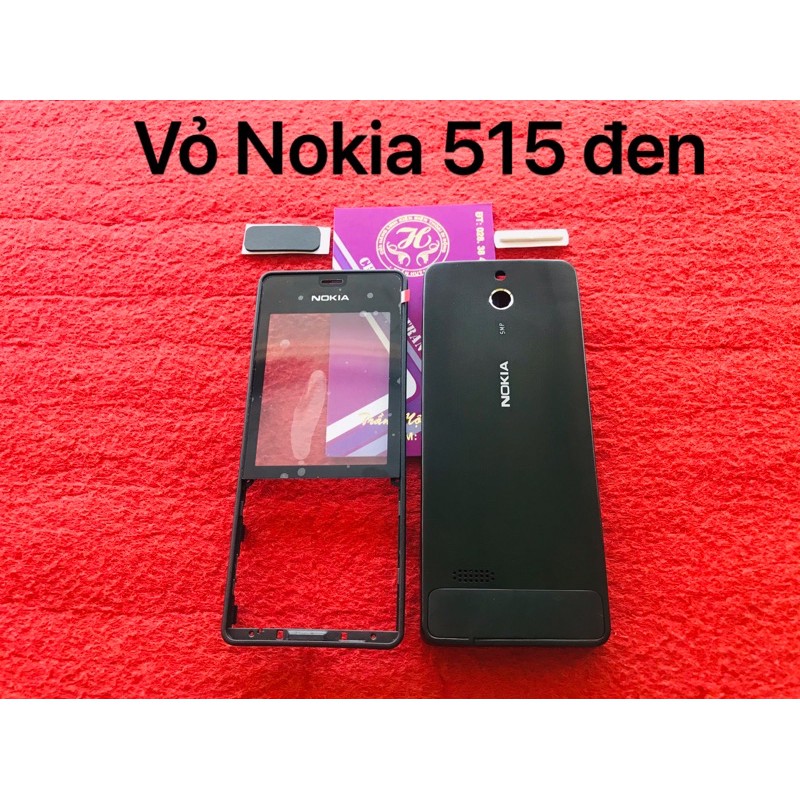 Vỏ Nokia 515 màu đen không bàn phím(mặt trước,mặt sau và nút âm lượng)