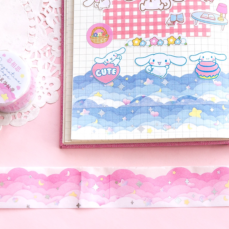 1 Cuộn Băng Dính Washi Hình Đám Mây Biển Trang Trí Nhật Ký