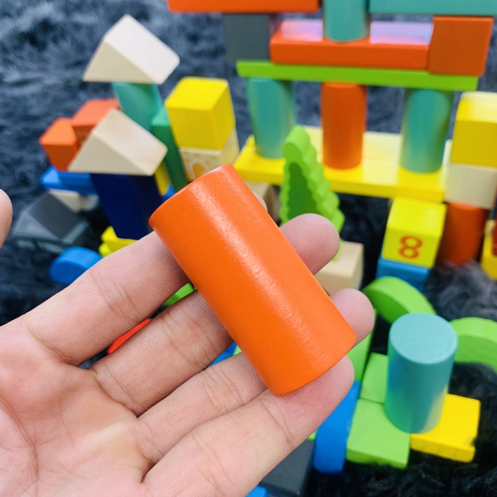 (Có Hộp Đựng Tiện Lợi)Bộ Đồ Chơi Xếp Hình Khối Bằng Gỗ 100 Chi Tiết Giúp Bé Phát Triển Tư Duy