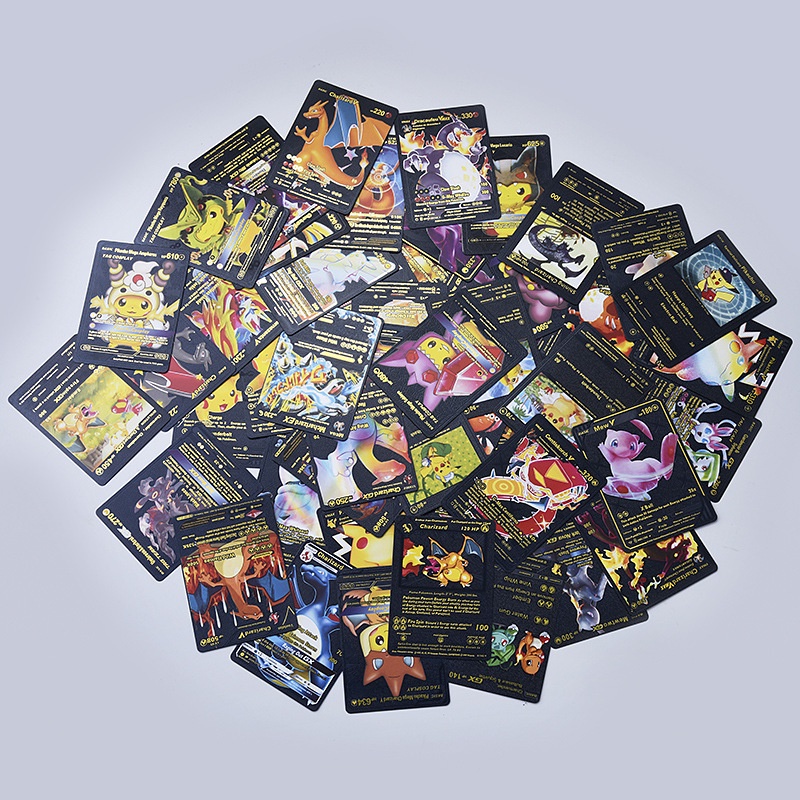 Bộ Thẻ Bài Pokemon Màu Vàng/Bạc/Đen Cho Trẻ Em