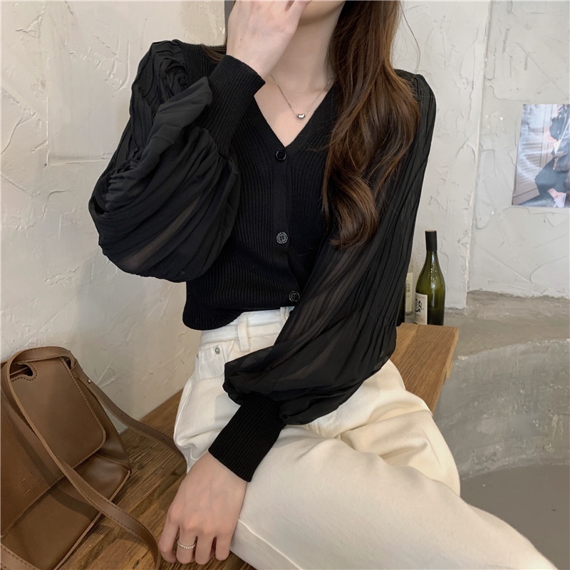 Áo cardigan ZHELIHANGFEI dệt kim tay dài cổ chữ V dễ phối đồ thời trang xuân thu tùy chọn màu sắc