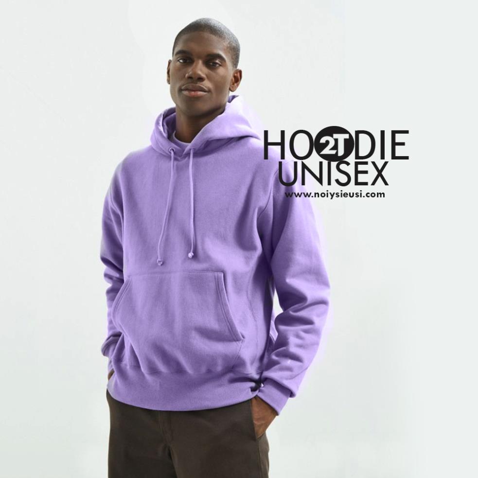 Áo hoodie unisex 2T Store H23 màu tím pastel - Áo khoác nỉ chui đầu nón 2 lớp dày dặn xỏ ngón 🌺