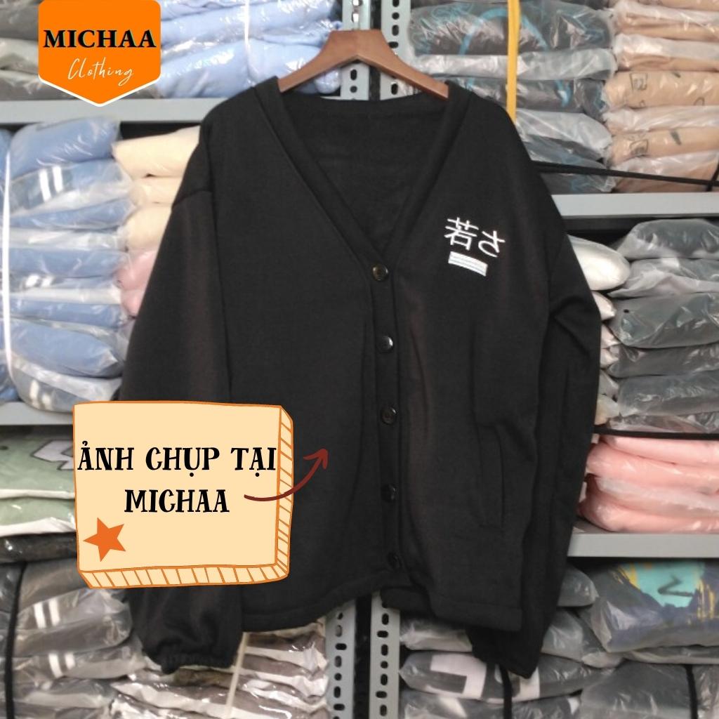 Áo Khoác Nỉ Cardigan Chữ Hàn Thêu Nam Nữ Ulzzang Unisex Kiểu Form Rộng - MICHAA