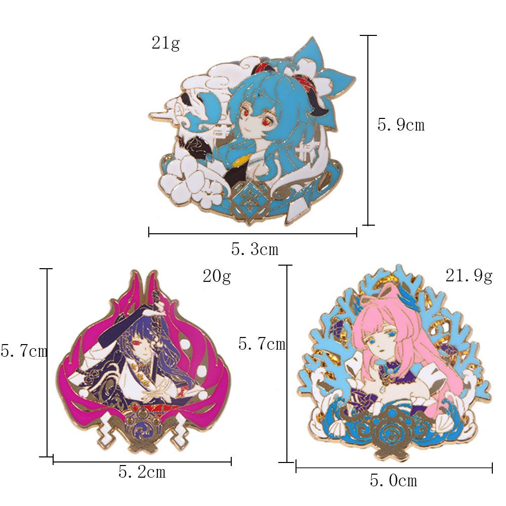 LANFY Jewelry Gift Metal Badge Souvenir Brooch Pins Genshin Impact Brooch Anime Keqing Cosplay Gift Xiao Collection Venti Lapel Pin