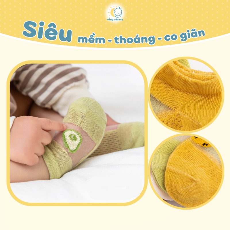 Tất Lưới Mùa Hè Cho Bé Nắng Của Mẹ set 5 đôi vớ lưới siêu mỏng thoáng mát phù hợp cho bé nằm phòng điều hoà _ SIEUKLONG
