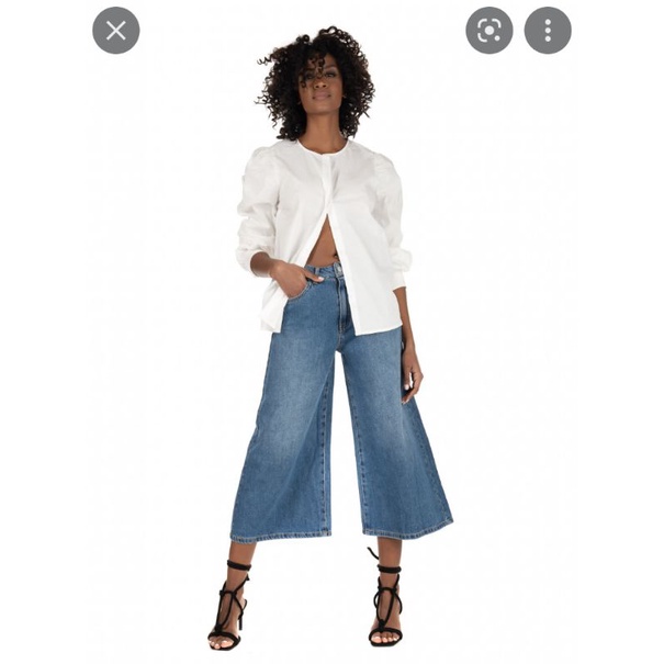 Quần jeans lửng ống rộng HM VNXK women jean super cropped wide leg H&M cạp cao ống crop suông loe xuất khẩu dư xịn
