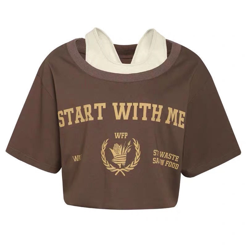 COZOK Áo Thun Ngắn Tay Trễ Vai Dáng Rộng Thời Trang Gợi Cảm