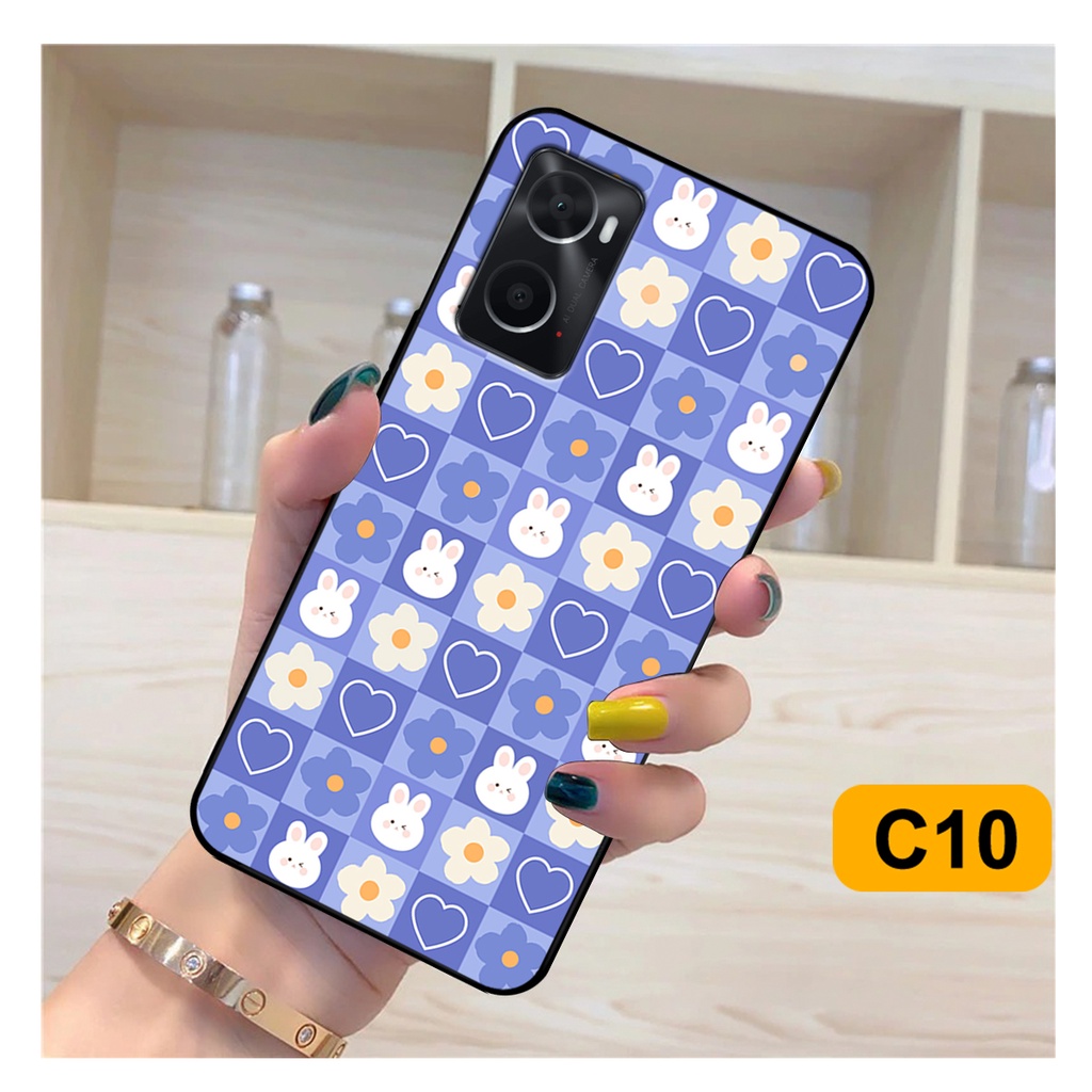 Ốp lưng Oppo A36 - Oppo A76 in hoạ tiết caro trái tim đen trắng, gấu bear cute đáng yêu