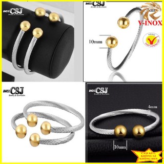 ( CHẤT-RẺ ) VÒNG TAY NAM INOX 2 ĐẦU BI MẠ VÀNG LN110