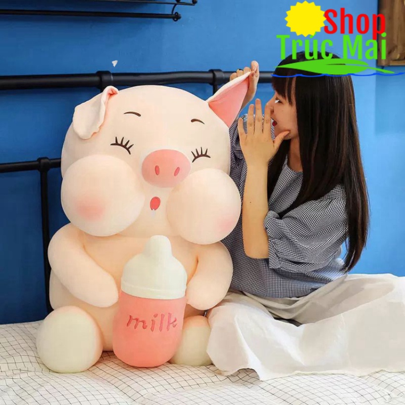 Gấu bông to Heo Lợn ôm bình sữa