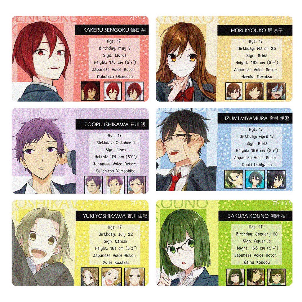 Ảnh card bo góc in hình HORIMIYA thẻ bo viền 5*8cm anime chibi sưu tập