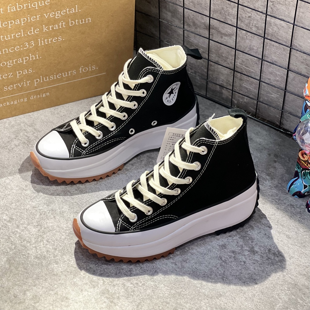 Giày sneaker nam nữ cổ cao : Converse Run Star Hike Hi Black/ White | Phiên bản 1:1 .