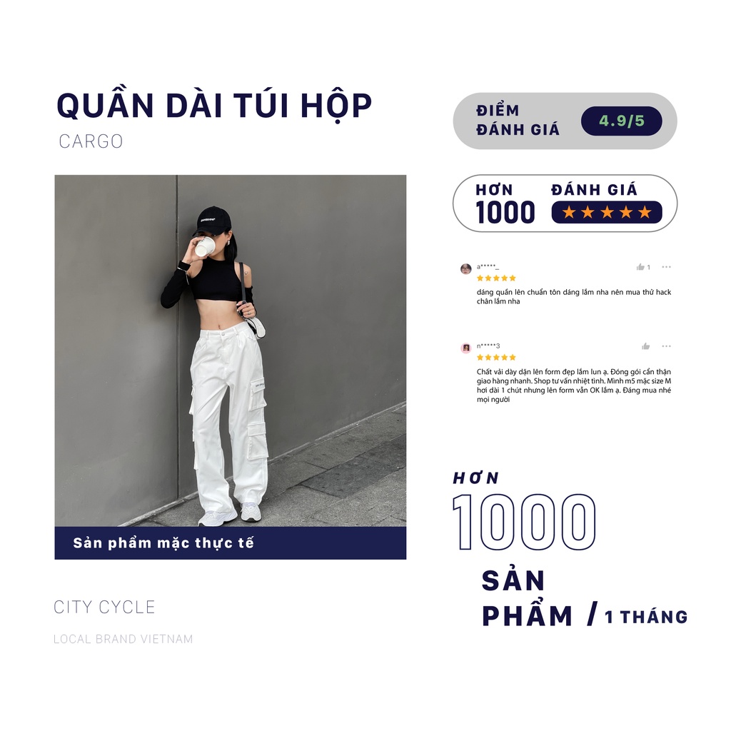 Quần ống rộng local brand Cargo City Cycle vải kaki unisex form suông nam nữ oversize