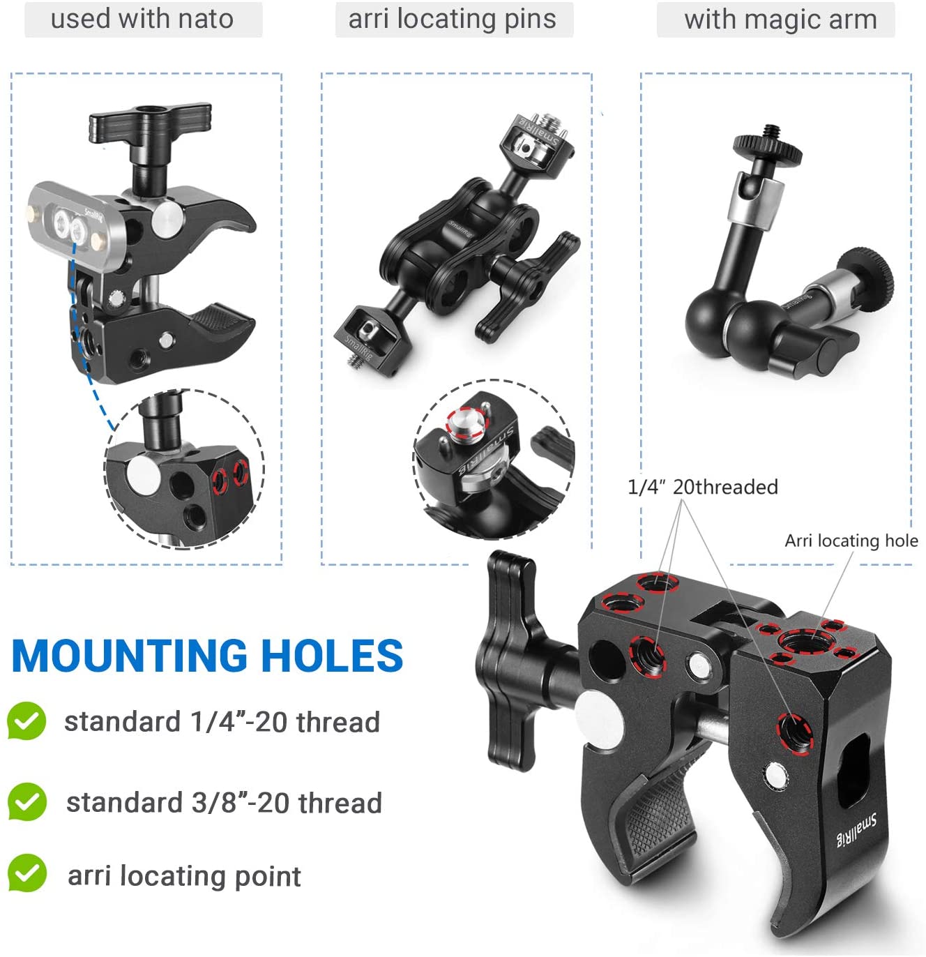 SMALLRIG Kẹp Chữ T 1 / 4 '' 3 / 8 '' Cho Arri Chuẩn - 2220