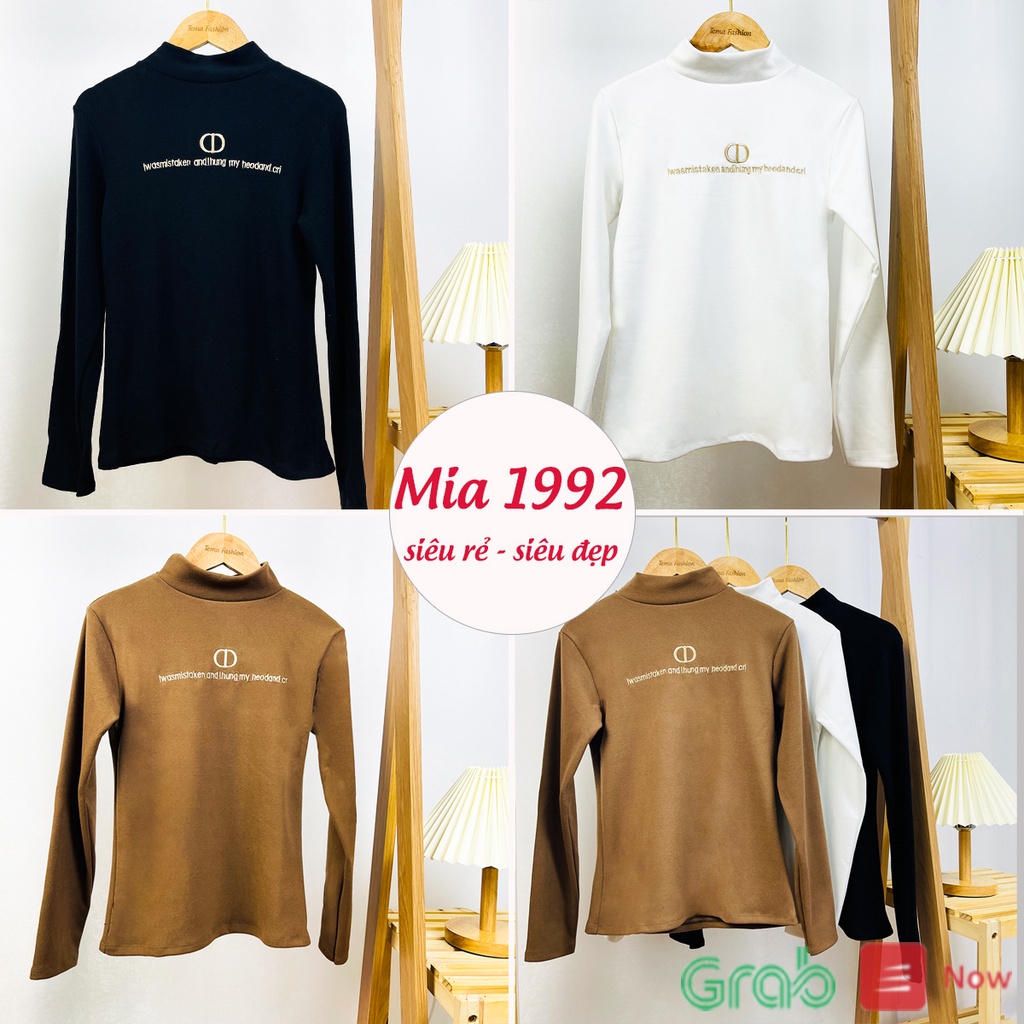 Áo thun dài tay nữ MIA 1992 - áo thun nữ tay dài cố 3p chứ thêu hàng VNXK dày dặn ấm xinh