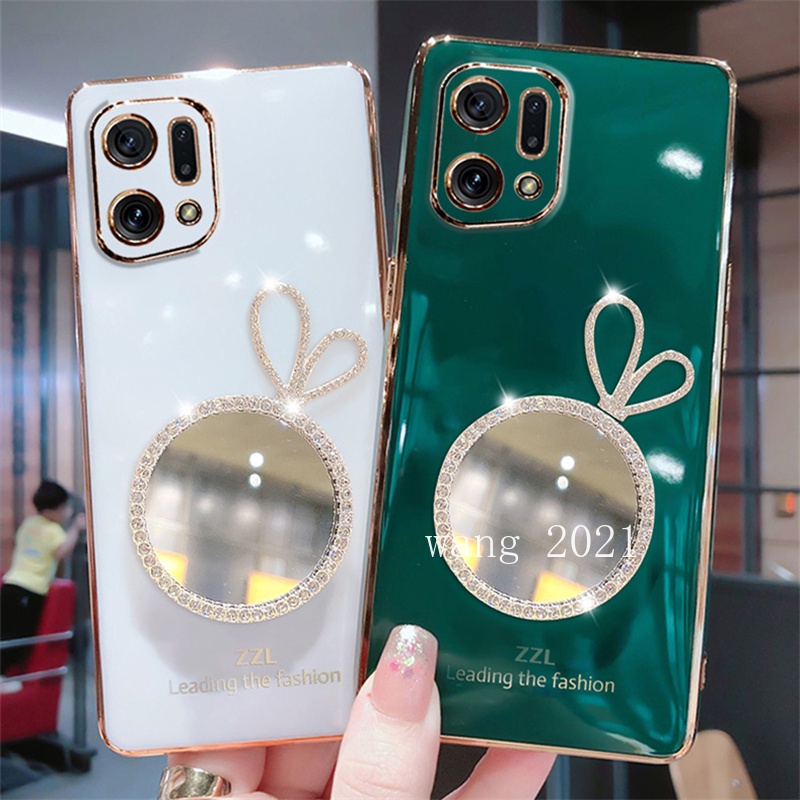 Ốp Điện Thoại Silicon Mềm Siêu Mỏng Có Gương Trang Điểm Cho OPPO Find X5 Pro 5G A96 A76 A16e A16k 4G