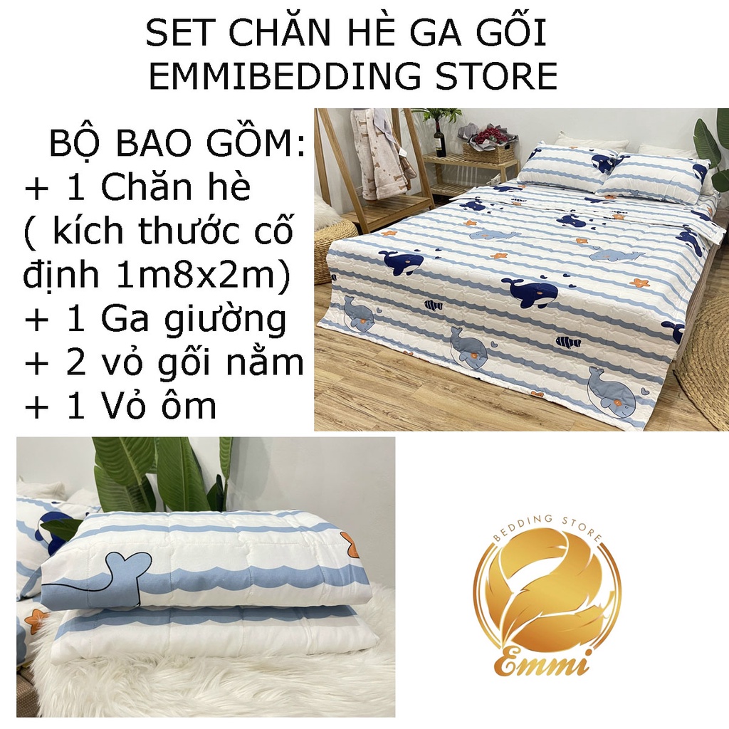 Set ga gối chăn hè chần bông 5 món Emmibedding Store