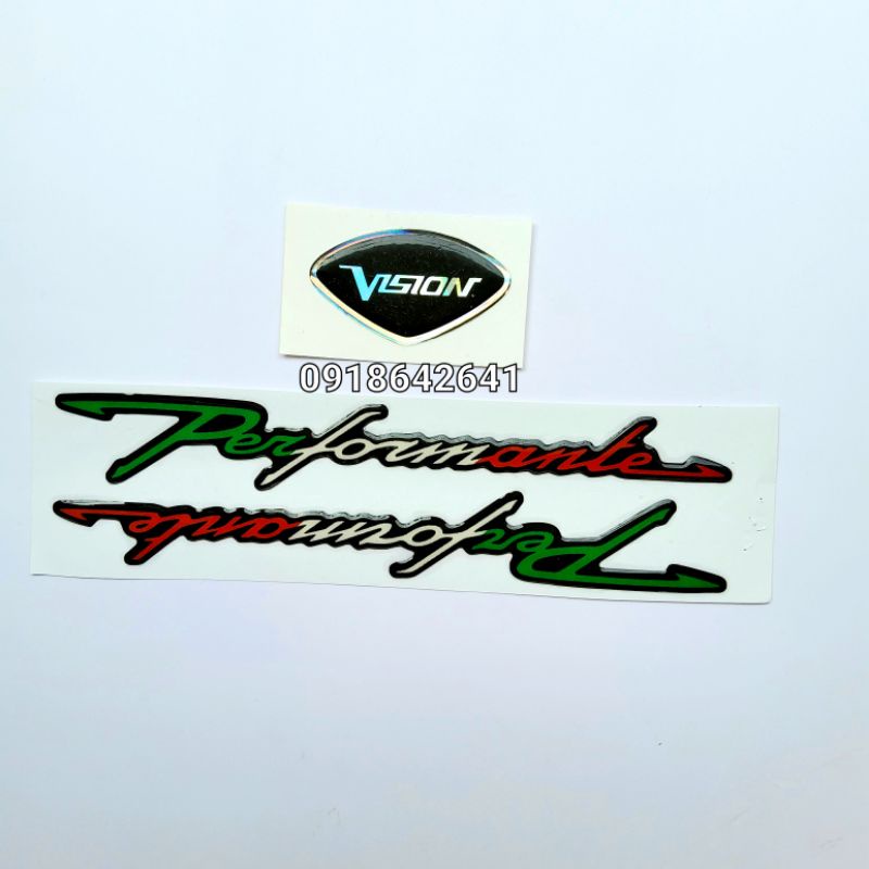 Combo tem chữ performante nổi và logo mặt nạ vision như zin đủ màu