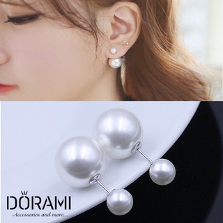 Bông tai dio trái châu lớn nhỏ phụ kiện trang sức thời trang hàn quốc - dorami