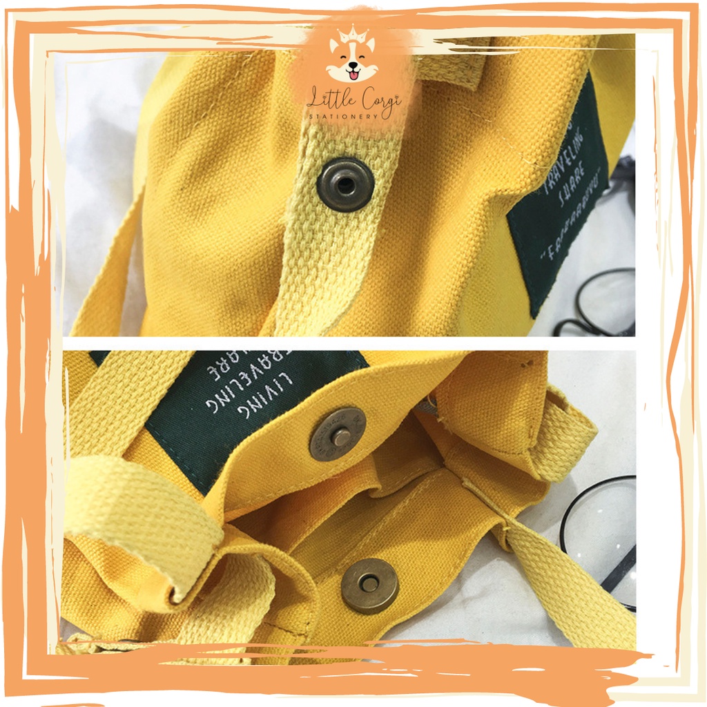 Túi canvas đeo chéo thời trang Hàn Quốc cho bé - Túi tote đeo chéo có quai xách