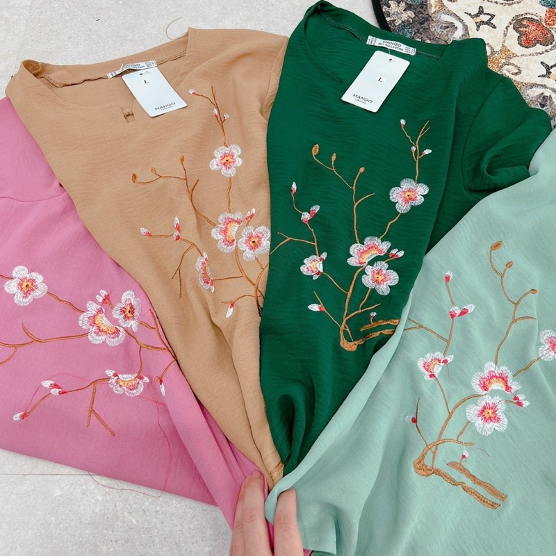 SN857 - BỘ ĐŨI CHO MẸ CỘC TAY THÊU HOA ĐÀO