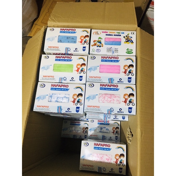 Hộp 50c 🥰 Khẩu Trang Trẻ Em 4 lớp Famapro Nam Anh kháng khuẩn cho bé