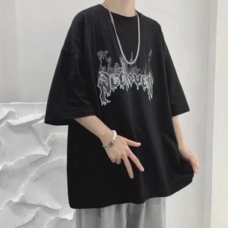 Áo thun ngắn tay in họa tiết độc đáo dáng rộng cho nam và nữ M-5XL