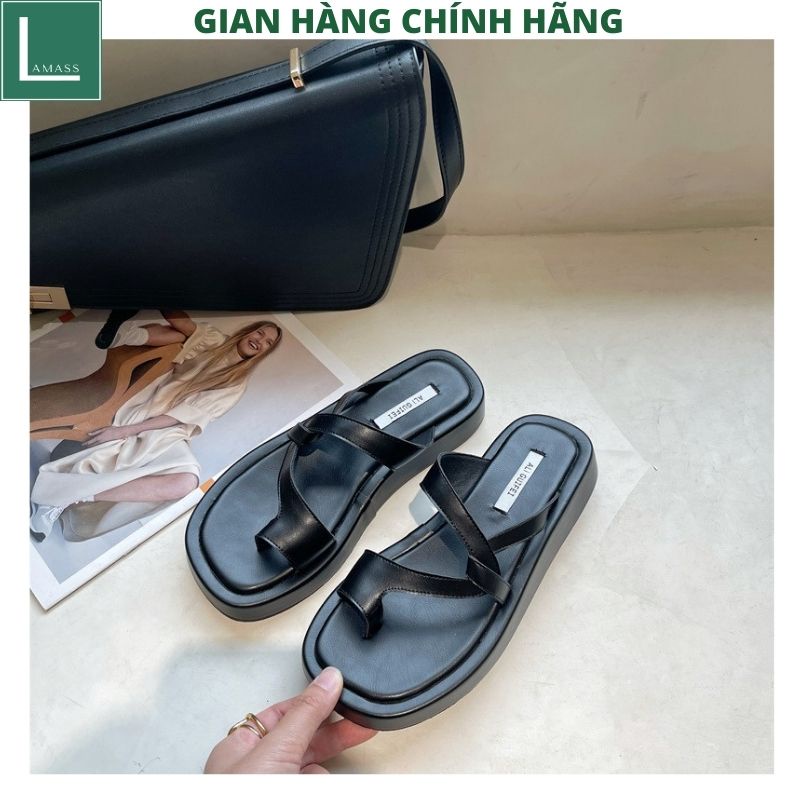 Dép xỏ ngón đế bằng kiểu dáng thời trang phong cách ulzzang cá tính dành cho nữ, dép lê nữ form chuẩn - LAMASS
