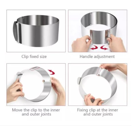 Khuôn Ring mousse tròn điều chỉnh kích thước 16cm - 30cm