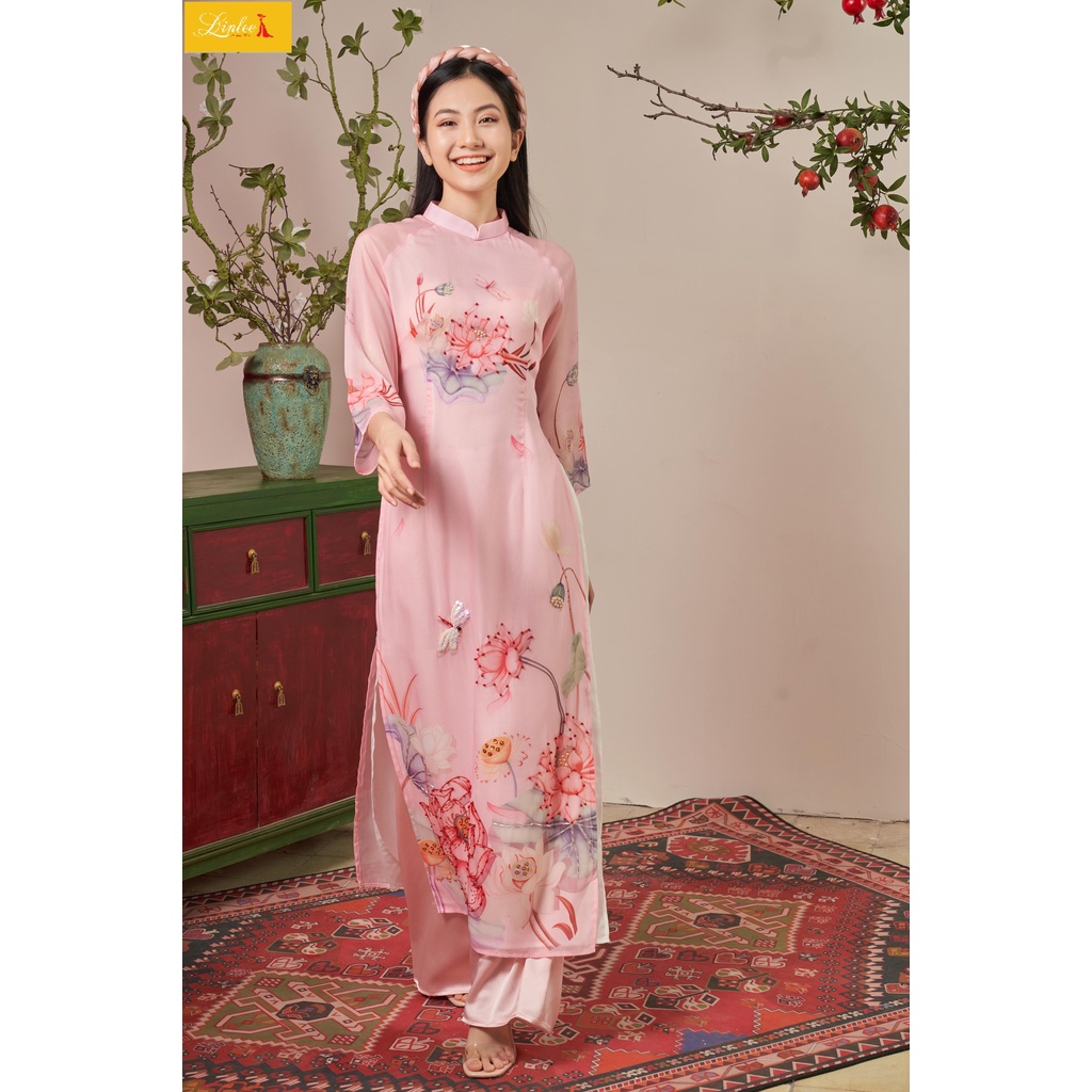 Áo dài tơ óng 🎀LINLEE🎀 Áo dài truyền thống 4 tà đẹp  nhẹ nhàng bay tà