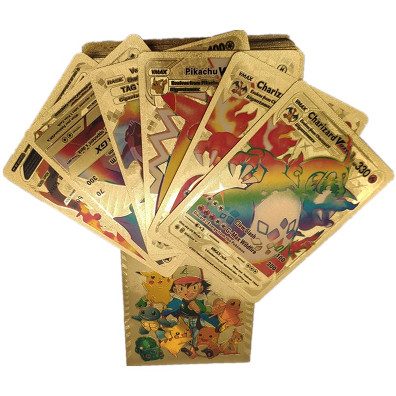 Set 54 thẻ bài Pokemon phiên bản tiếng Anh màu vàng/ bạc dành cho trẻ em