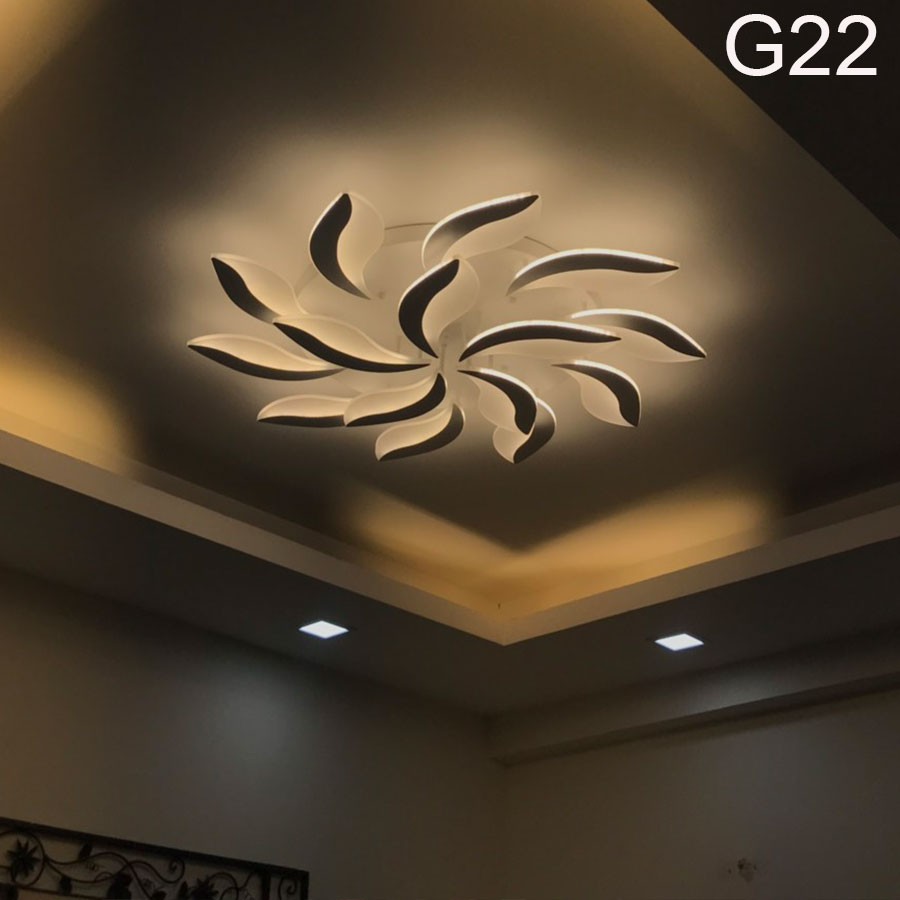 Đèn LED ốp trần, đèn ốp trần trang trí phòng khách G22, 15 cánh có 3 chế độ sáng kèm điều khiển tăng chỉnh ánh sáng