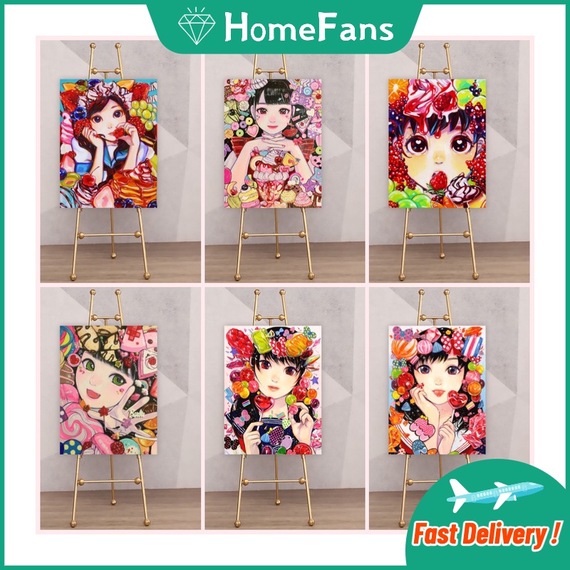 Bộ Tranh Sơn Dầu Diy Hình Cô Gái Dễ Thương, Kích Thước 40x50cm