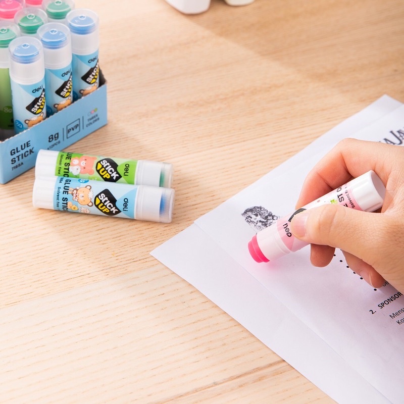 Hồ Khô_Keo Khô 3 Màu Deli 7165A 8g Chính Hãng