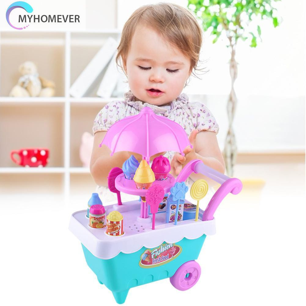 Pop It Fidget Đồ chơi Small Ice Cream Carts Girl Mini Candy Cart Shop Pretend Play Children Đồ chơis