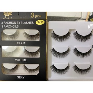 Combo 6 hộp Mi Chồn , Lông Mi Giả Chồn 3D 3PCS 3 Fashion Eyelashes 3 Faux-Cils - bộ 3 cặp