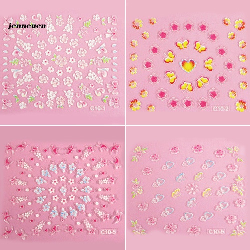 [Hàng mới về] Set 50 tờ hình dán bông hoa và bướm 3D kết hợp dùng cho trang trí móng tay DIY thời trang