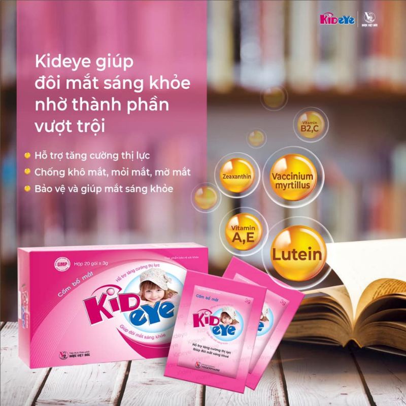 Combo 2 hộp Cốm bổ mắt KID EYE hộp 20 gói hỗ trợ tăng cường thị lực cho bé
