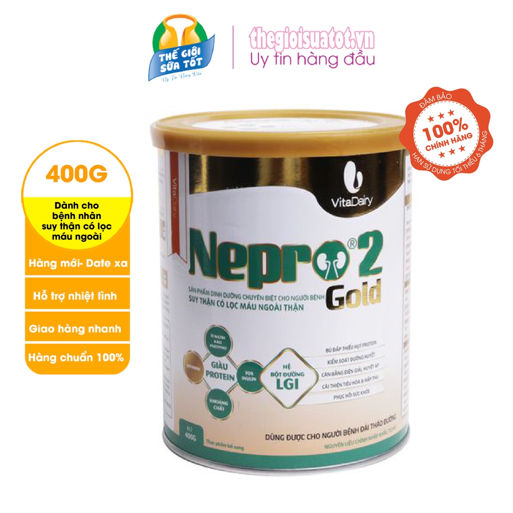 Sữa Nepro 2 Gold Dành cho người bệnh thận có lọc máu ngoài thận - Kl:400g