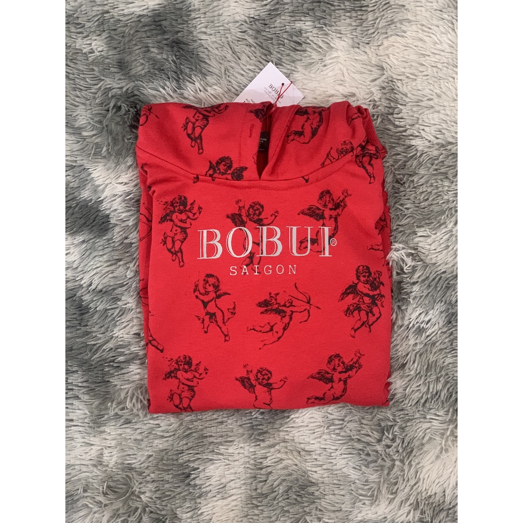 Áo khoác hoodie BOBUI thiên thần đỏ, xám chuẩn REAL phiên bản giới hạn