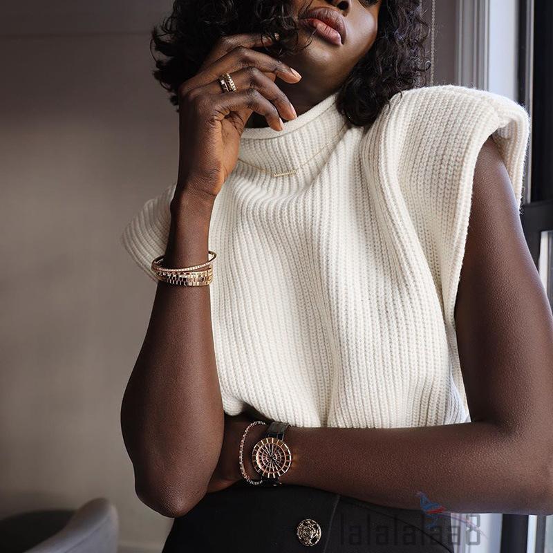 Áo nữ tay ngắn cổ cao màu trơn thời trang thanh lịch