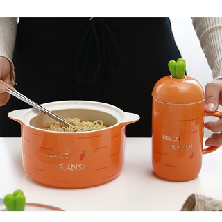 Set bát ăn mì + cốc uống nước cà rốt