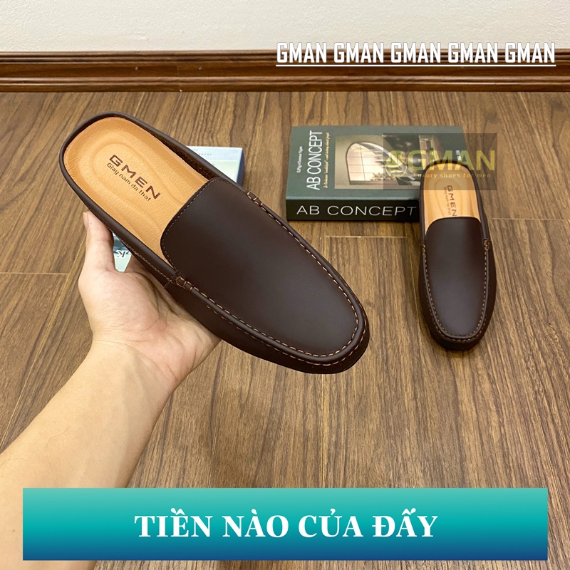 Giày sục nam da thật nguyên tấm 100% đế cao su bảo hành 1 năm TK0101