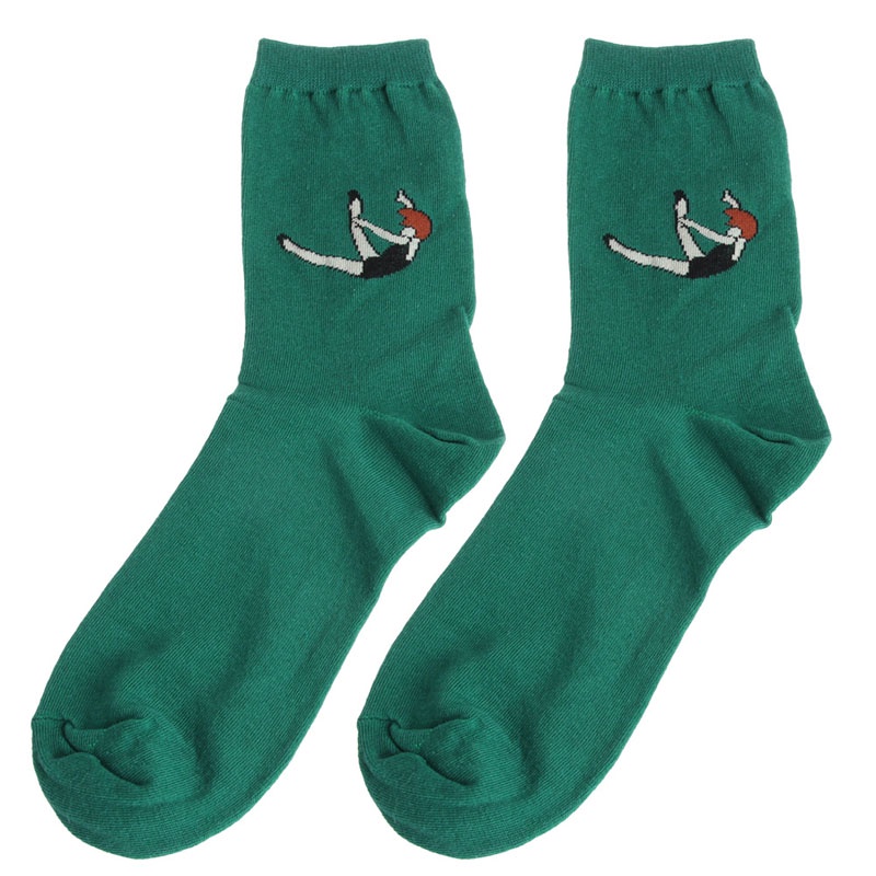 Vớ Cotton Thu Đông Màu Kẹo In Họa Tiết Hoạt Hình Phong Cách Harajuku Cho Nữ