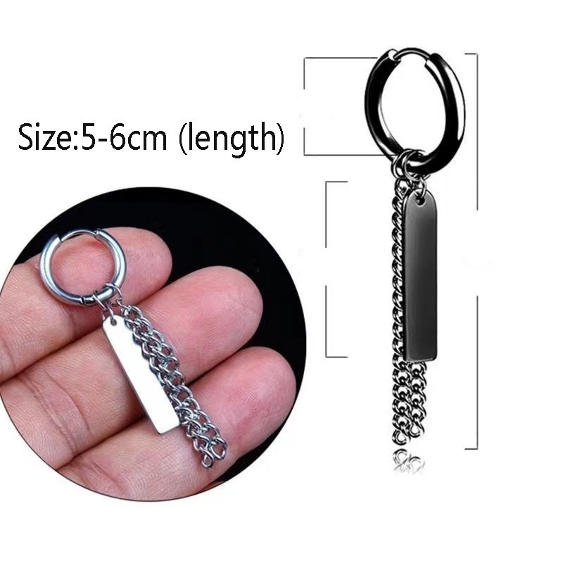 1 Khuyên Tai Hình Thánh Giá Màu Đen Bằng Thép Không Gỉ Phong Cách Hip Hop Cổ Điển Thời Trang