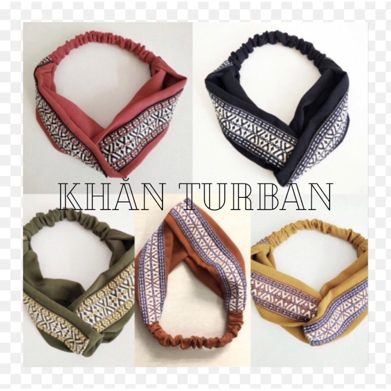 Bờm tóc bohemian Turban thổ cẩm thêu