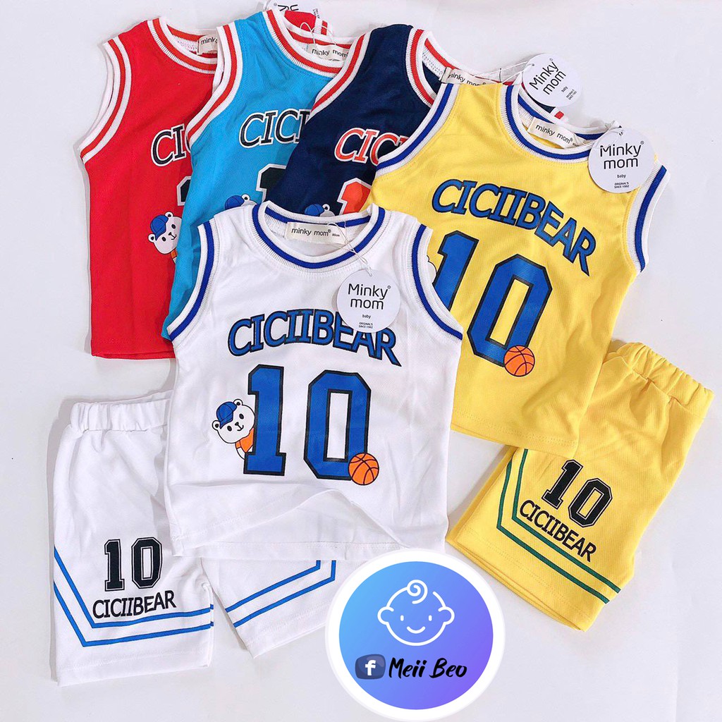 SALE  Bộ Cotton Lưới Thể Thao Hàng Minky Mom Bóng Rổ Thoáng Mát Cho Bé (8-18kg) Shop Meii Beo